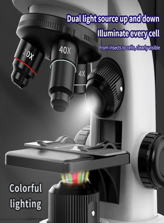 Double CC Kids Microscope,40-1600x Microscope Kit for Kids Beginners Children,STEM Kit,Prepared Slides,LED Light and Configured Various Operating Tools- Science Experiment Toy for Kids Ages 5-12 - Image 5